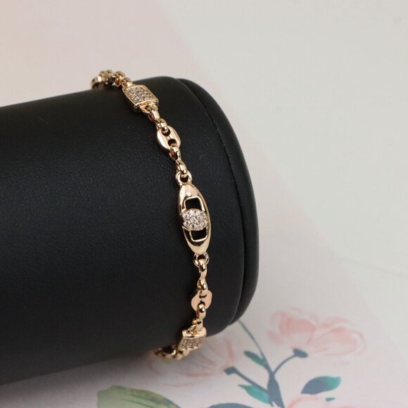 "Rose Gold Plated Bracelet with Oval & Square CZ Accents, XPBL0902 - Picture 8 of 13